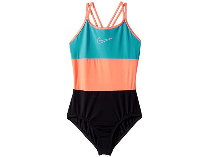 Nike Kids Spiderback One-piece (little Kids/big Kids) (light Blue Fury) Girl's Swimsuits One Piece
