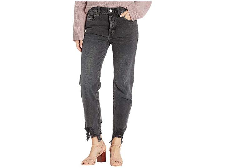 Free People Chewed Up Mid-rise Straight Jeans (black) Women's Jeans