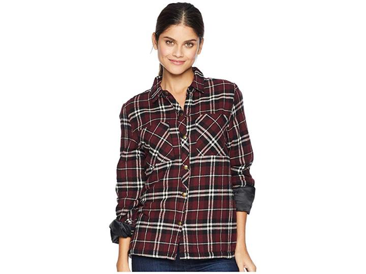 Volcom Plaid About You Long Sleeve (burgundy) Women's Clothing