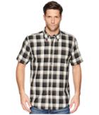 Pendleton Linen Short Sleeve Button Down Collar Shirt (black/tan Plaid) Men's Clothing