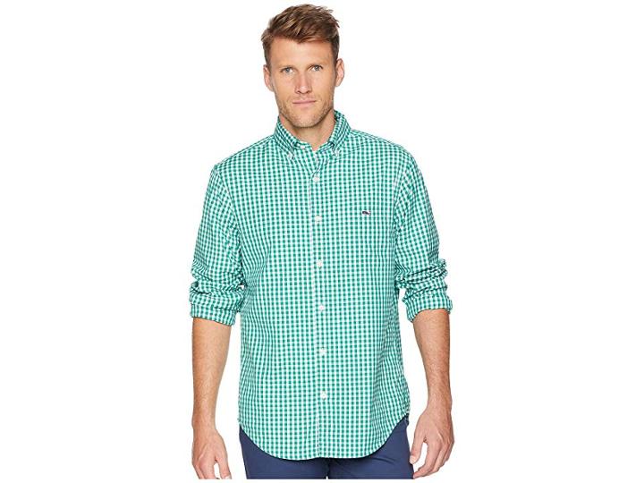 Vineyard Vines Carleton Gingham Classic Tucker Shirt (green Meadow) Men's Clothing