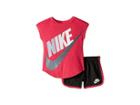 Nike Kids Futura Short Sleeve T-shirt And Shorts Set (toddler) (black) Girl's Active Sets