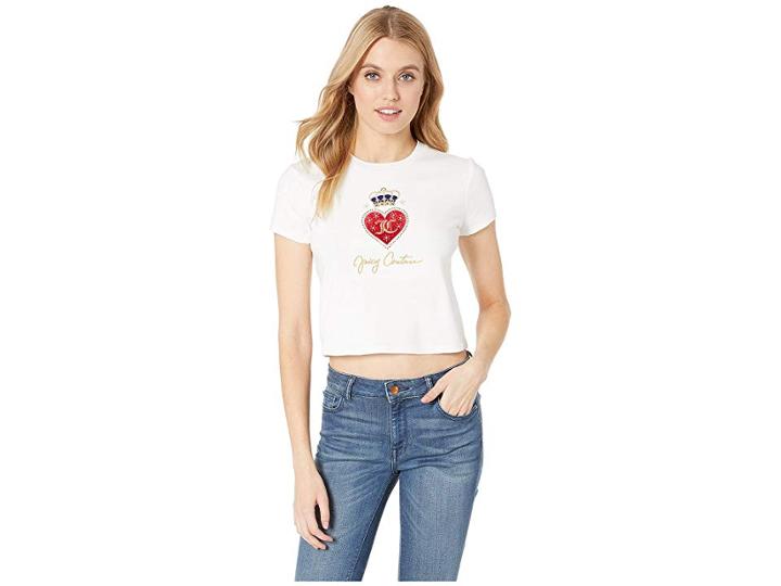 Juicy Couture Royal Heart Rib Tee (white) Women's Clothing