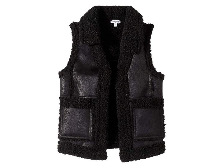 Splendid Littles Pleather Sherpa Vest (little Kids) (black) Girl's Vest