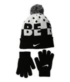 Nike Kids Attitude Knit Beanie Gloves Set (little Kids/big Kids) (black/white) Beanies
