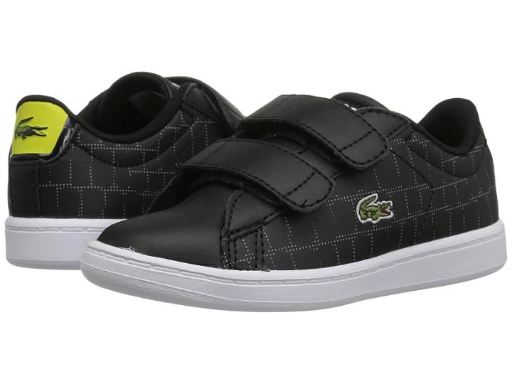 Lacoste Kids Carnaby Evo Hl (toddler/little Kid) (black/fluorescent Yellow) Kids Shoes