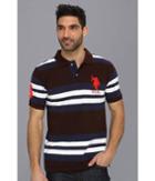 U.s. Polo Assn. Multi Colored Striped Polo With Big Pony (java Brown) Men's Short Sleeve Pullover