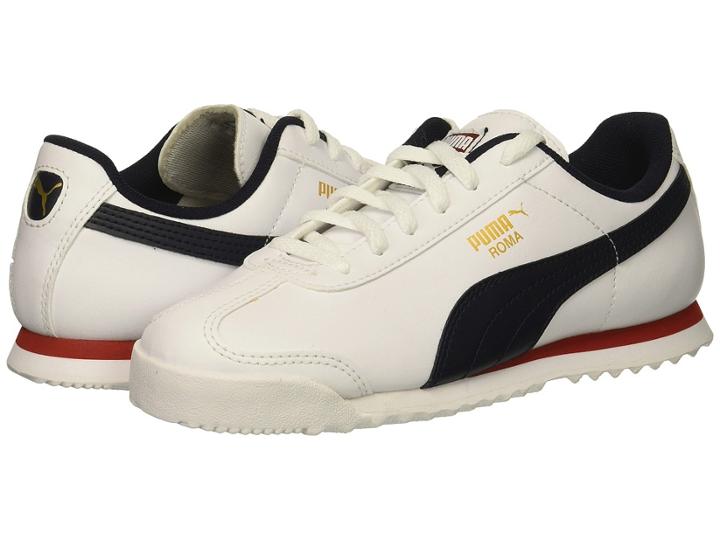Puma Kids Roma Basic Ps (little Kid/big Kid) (puma White/night Sky) Kid's Shoes