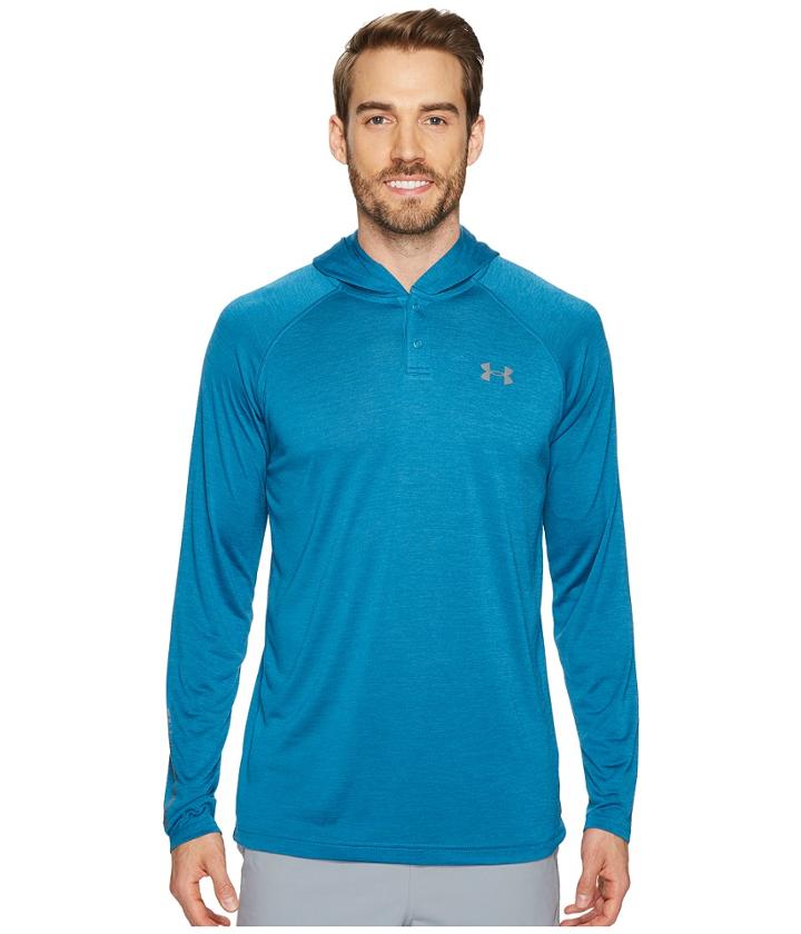 Under Armour Ua Techtm Popover Henley (bayou Blue/graphite) Men's Long Sleeve Pullover