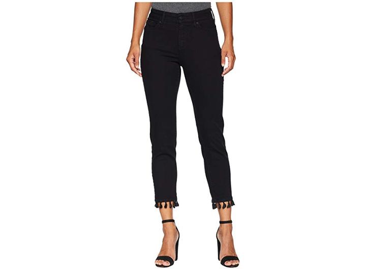 Nydj Petite Petite Sheri Slim Ankle W/ Tassel Hem In Black (black) Women's Jeans