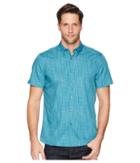 Perry Ellis Short Sleeve Space Dye Shirt (green/blue) Men's Clothing
