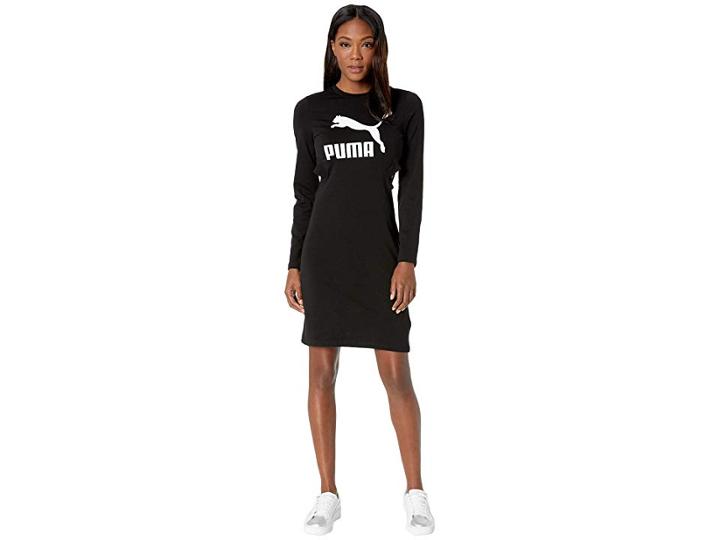 Puma Classics Logo Tight Dress (cotton Black) Women's Clothing