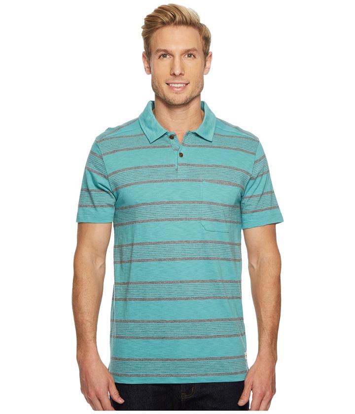 The North Face Short Sleeve Cool Canyon Polo (bristol Blue Stripe) Men's Clothing