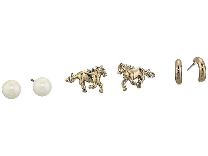 Lauren Ralph Lauren Horse Trio Earrings Set (gold) Earring
