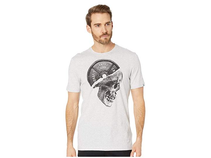 Reebok Crossfit Plated Skull Tee (light Grey Heather) Men's T Shirt