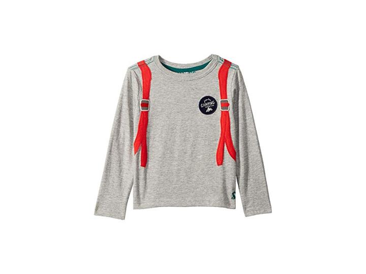 Joules Kids Applique Jersey Long Sleeve Tee (toddler/little Kids) (grey Marl Backpack) Boy's T Shirt