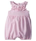 Ralph Lauren Baby Ruffled Gingham Cotton Romper (infant) (carmel Pink/white) Girl's Jumpsuit & Rompers One Piece