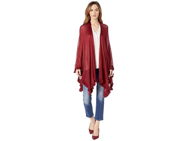 Collection Xiix Solid Ruffle Convertible Wrap (eggplant) Women's Clothing