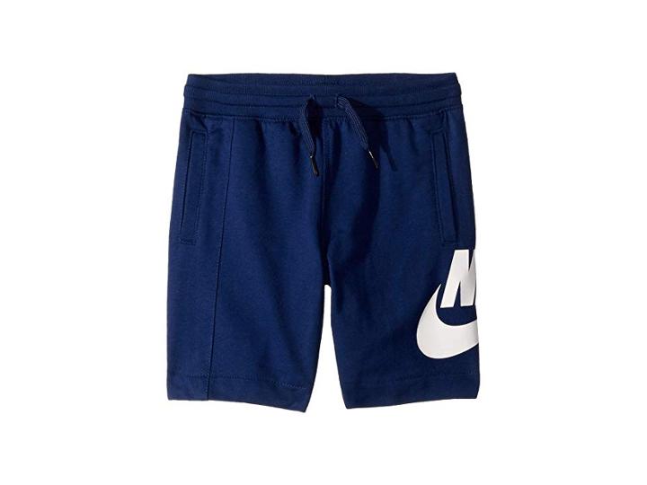 Nike Kids French Terry Alumni Shorts (little Kids) (blue Void) Boy's Shorts