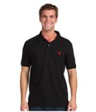 U.s. Polo Assn. Solid Cotton Pique Polo With Small Pony (black) Men's Short Sleeve Knit