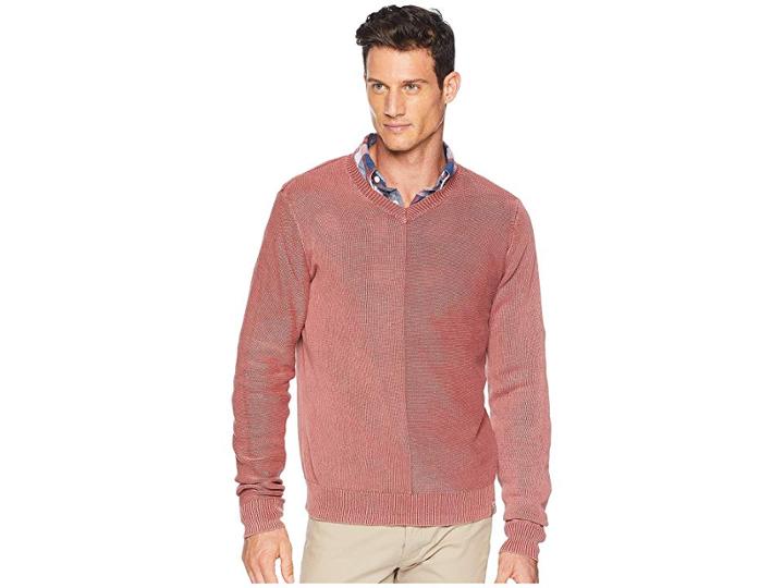 Lucky Brand Washed V-neck Sweater (red Ochre) Men's Sweater