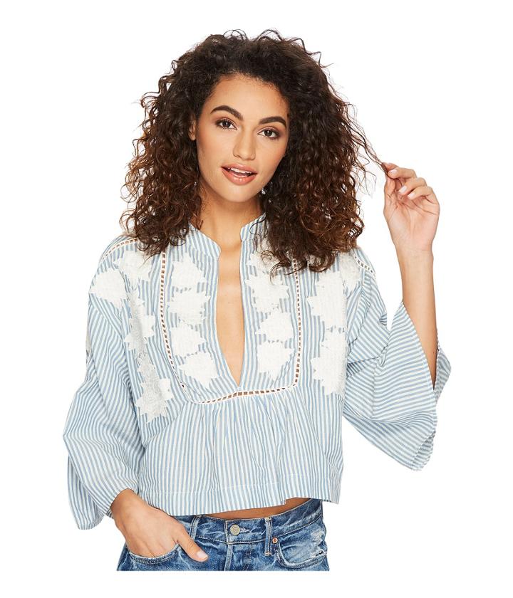 Free People Liya Embroidered Tunic (blue) Women's Clothing