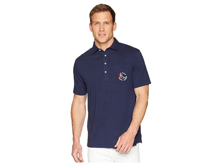 Polo Ralph Lauren Cp-93 Washed Lisle Short Sleeve Knit Polo (cruise Navy) Men's Short Sleeve Knit