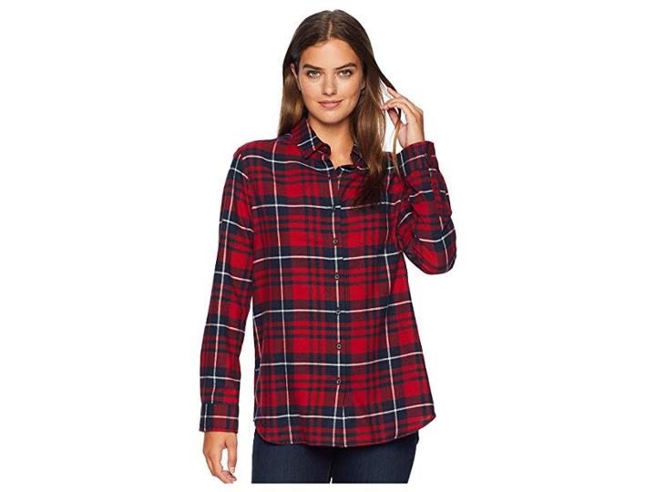 Pendleton Primary Flannel Shirt (red/navy Plaid) Women's Clothing