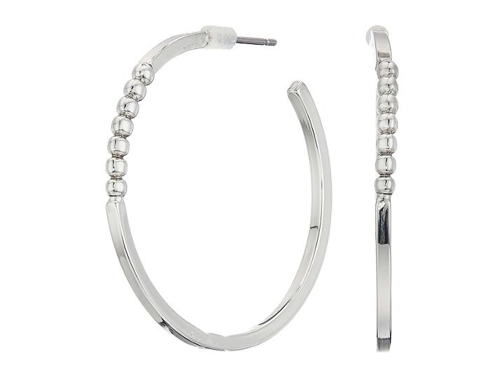French Connection Large Ball C Hoop Earrings (rhodium) Earring