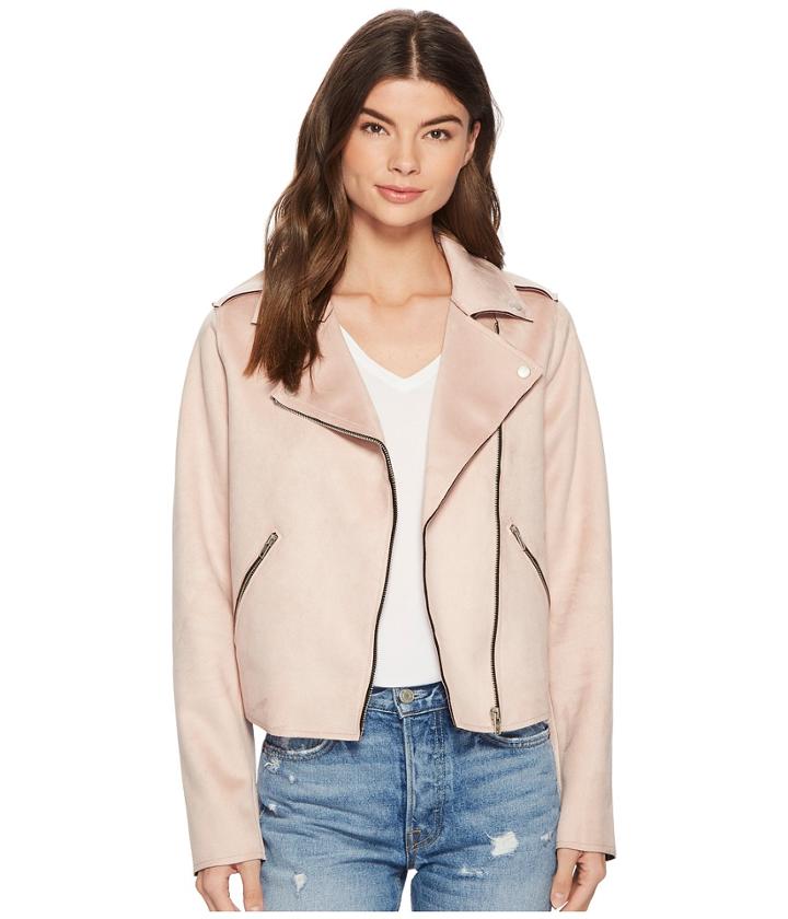 Members Only Suede Pu Moto Jacket (light Pink) Women's Coat