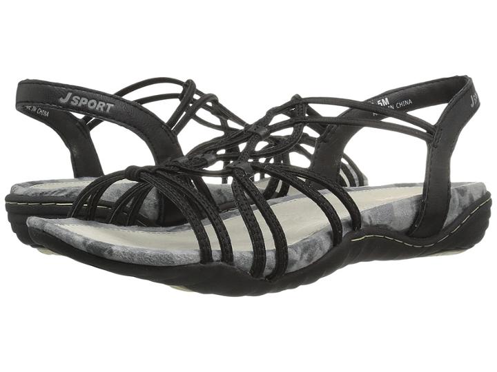 Jbu April (black Elastic/vegan) Women's Sandals