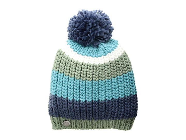 Obermeyer Stripe Pom Knit Hat (into The Blue) Caps