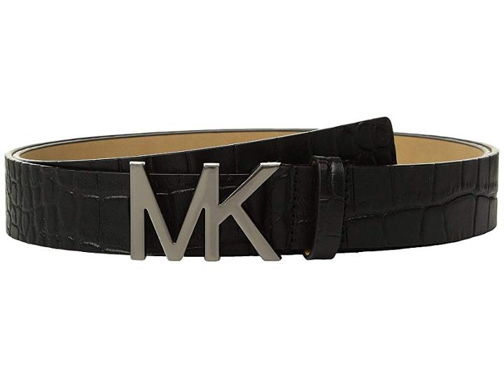 Michael Michael Kors Croc Logo Belt (black) Women's Belts