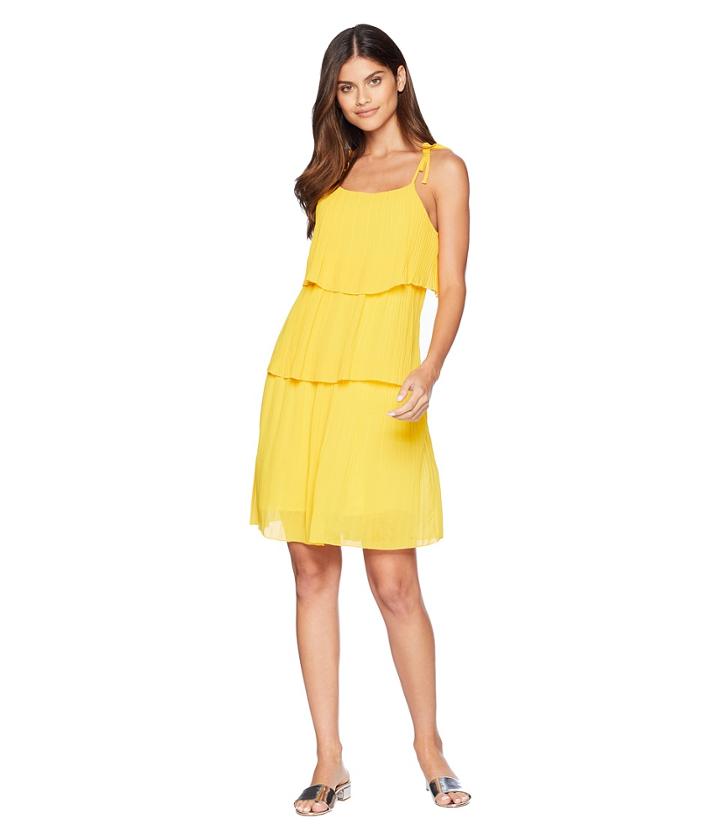 Romeo & Juliet Couture Tiered Pleat Dress (mustard) Women's Dress