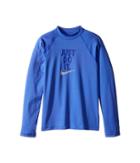Nike Kids Just Do It Long Sleeve Hydroguard Top (big Kids) (medium Blue) Girl's Swimwear