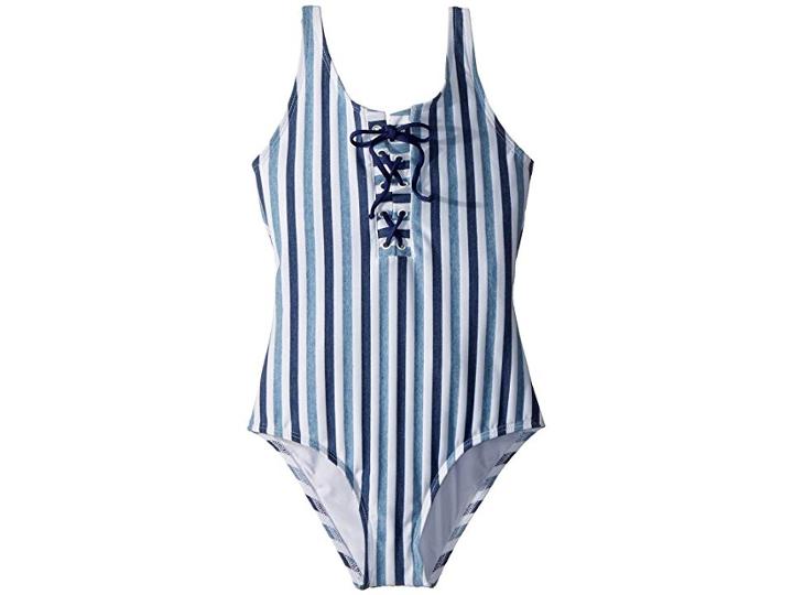 Splendid Littles Tie-dye Stripe One-piece (big Kid) (blue) Girl's Swimsuits One Piece