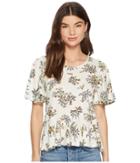 Lucky Brand Printed Top (natural Multi) Women's Short Sleeve Pullover