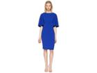 Badgley Mischka Bell Sleeve Day To Evening Dress In Stretch Crepe (electric Blue) Women's Dress
