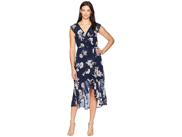 American Rose Keva Ruffle Wrap Dress (navy) Women's Dress
