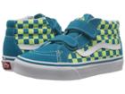 Vans Kids Sk8-mid Reissue V (little Kid/big Kid) ((checkerboard) Enamel Blue/sharp Green) Boys Shoes