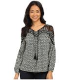 Lucky Brand Folk Diamonds Top (green Multi) Women's Blouse
