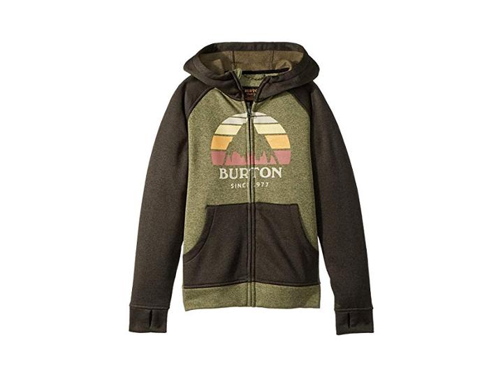 Burton Kids Oak Full Zip Hoodie (little Kids/big Kids) (clover Heather/resin Heather) Boy's Sweatshirt