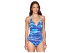 Lauren Ralph Lauren Calypso Halter One-piece (blue) Women's Swimsuits One Piece