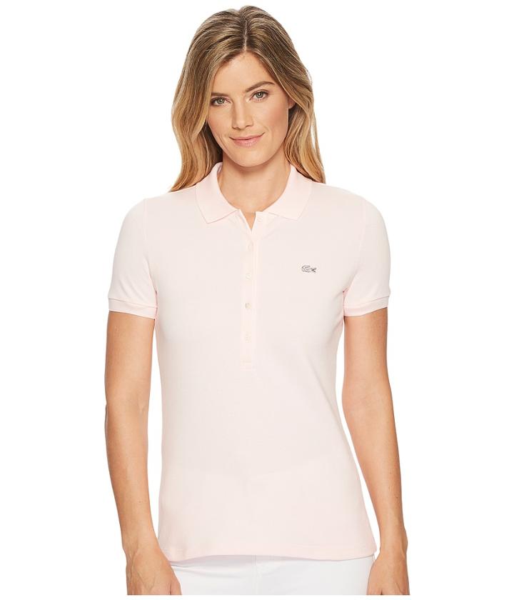 Lacoste Short Sleeve Slim Fit Stretch Pique Polo Shirt (flamingo Pink) Women's Clothing