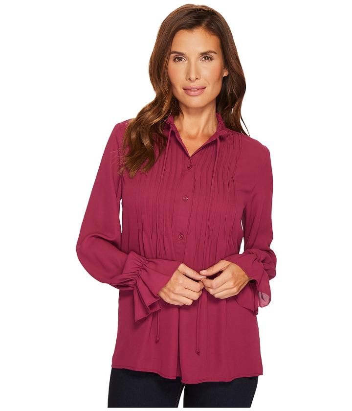 B Collection By Bobeau Ruby Romantic Blouse (richberry) Women's Blouse