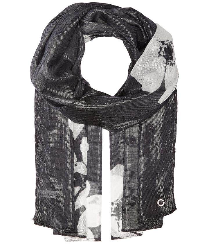 Calvin Klein Graphic Floral Lurex Scarf (black) Scarves