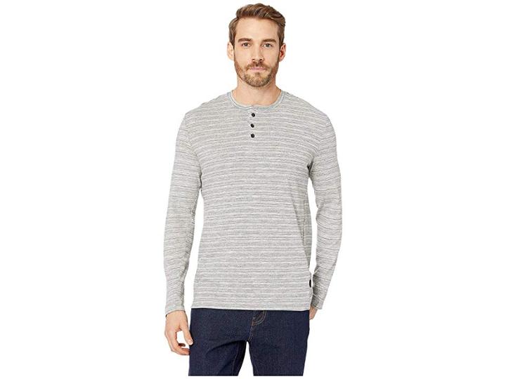 Kenneth Cole New York Long Sleeve Space Dye Three-button Henley (heather Grey) Men's T Shirt
