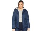 Tribal Detachable Sleeve Puffer With Faux Fur (navy) Women's Coat