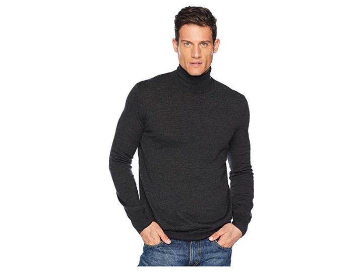 Polo Ralph Lauren Washable Merino Turtleneck Sweater (dark Granite Heather) Men's Sweater