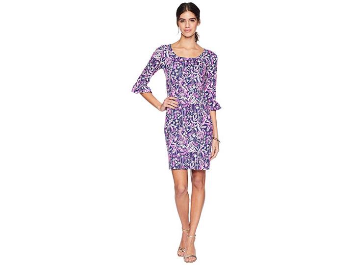 Lilly Pulitzer Upf 50+ Sophie Ruffle Dress (bright Navy Swing Of Things) Women's Dress